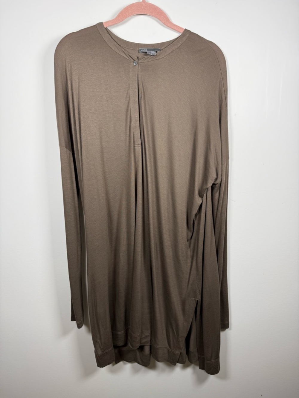 VINCE | 100% Viscose Long Sleeve Taupe Tunic Size M